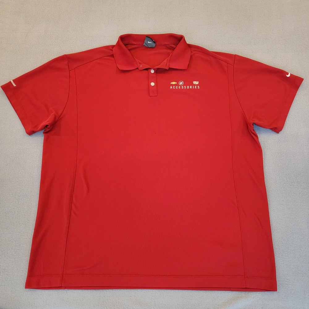 Nike Golf Mens 3XL Red Dri-FIT Polo Shirt GM Chevrolet Buick GMC Cadillac Logo